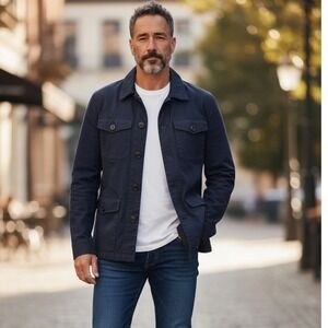 Alex Mill Mens XL Navy Blue Canvas Military Field Jacket Utility Chore Coat